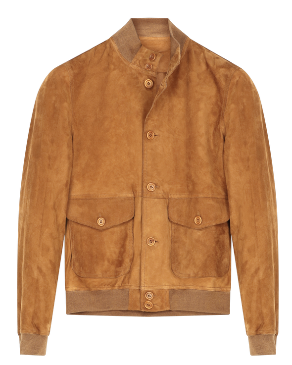 Cognac suede bomber NO CLOCK