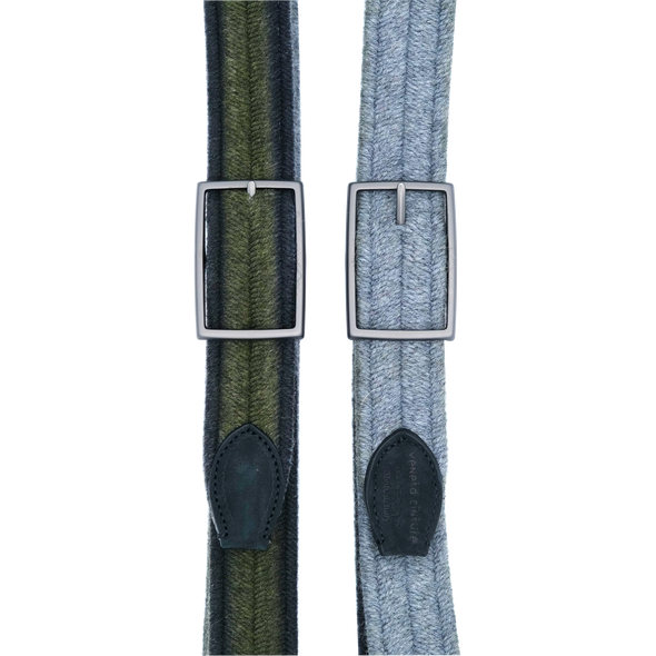 Green and grey reversible elastic belt VENETA CINTURE
