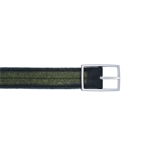 Green and grey reversible elastic belt VENETA CINTURE