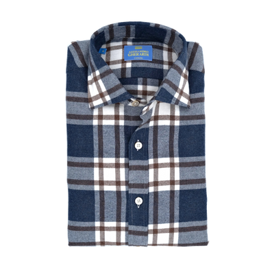 Brown and blue check patterns casual shirt ALESSANDRO GHERARDI