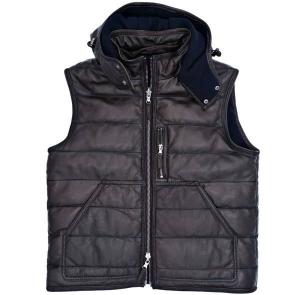 Reversible brown and navy blue bodywarmer THE JACK LEATHERS