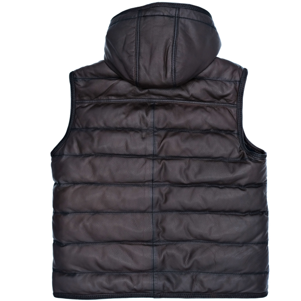 Reversible brown and navy blue bodywarmer THE JACK LEATHERS