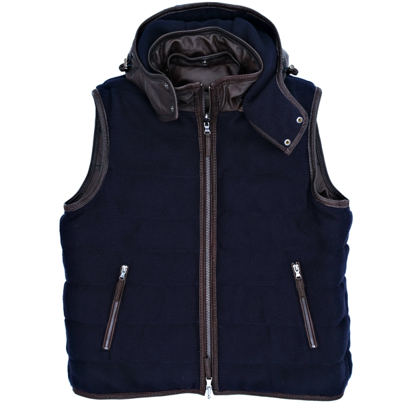 Reversible brown and navy blue bodywarmer THE JACK LEATHERS