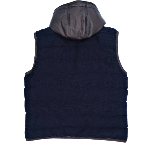 Reversible brown and navy blue bodywarmer THE JACK LEATHERS