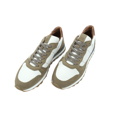 White and kaki "runner" sneakers FABIANO RICCI
