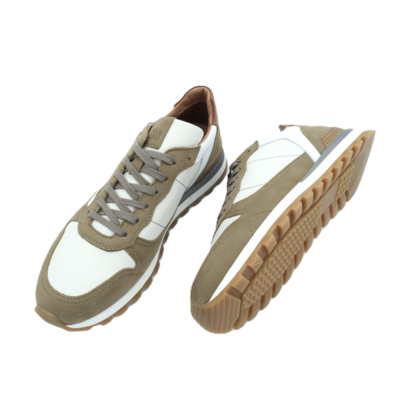 White and kaki "runner" sneakers FABIANO RICCI