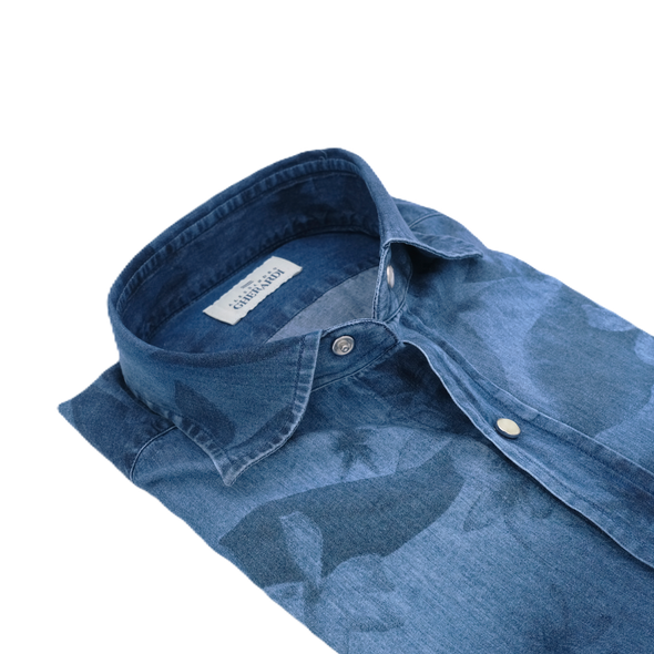 Denim blue flower casual shirt ALESSANDRO GHERARDI