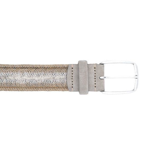 Beige and mastic bi-material braided belt VENETA CINTURE