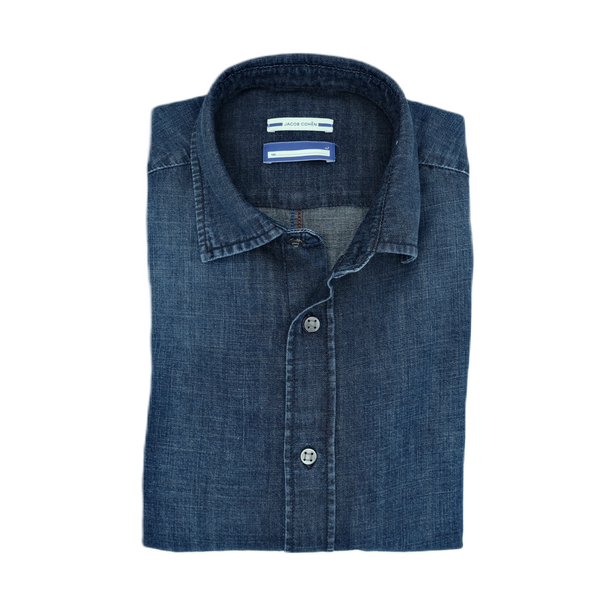 Washed denim blue casual shirt JACOB COHEN