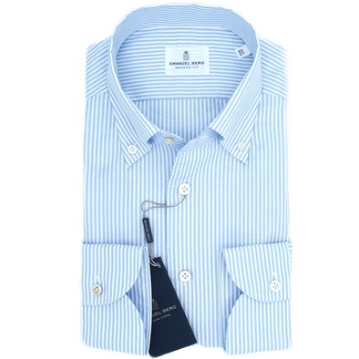 White and blue stripes classic "oxford" shirt EMANUEL BERG