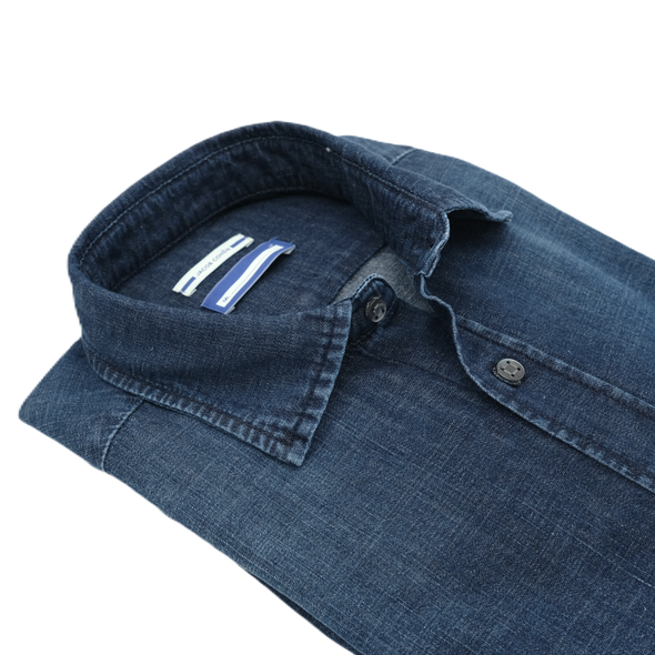 Washed denim blue casual shirt JACOB COHEN