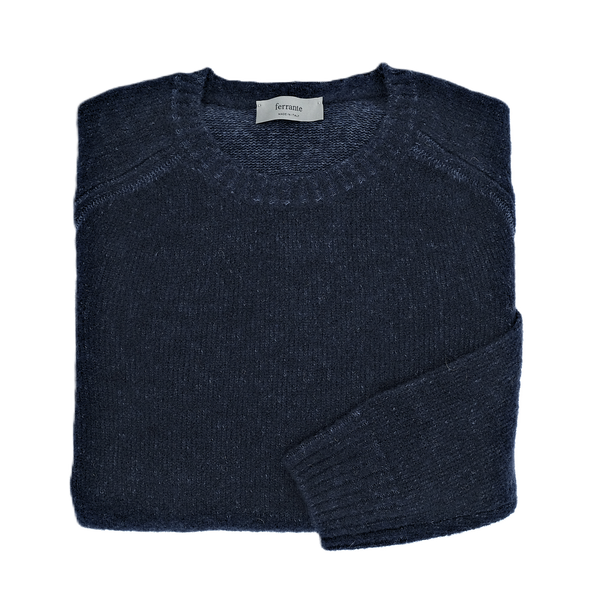 Navy blue round neck sweater FERRANTE