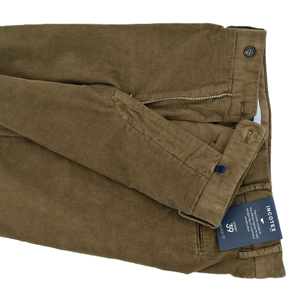 Green forest "corduroy" chino INCOTEX 39/40927/421