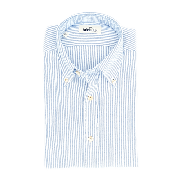 Button-down white and light blue stripes casual shirt ALESSANDRO GHERARDI