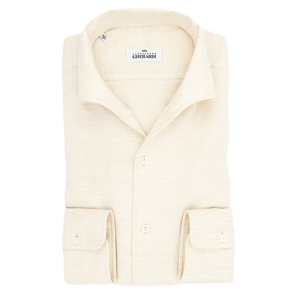 Off white "Herringbone" classic shirt ALESSANDRO GHERARDI