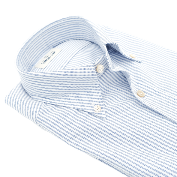 Button-down white and light blue stripes casual shirt ALESSANDRO GHERARDI