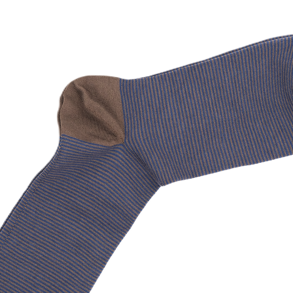 Fine brown and blue stripes mid-calf socks SOZZI MILANO