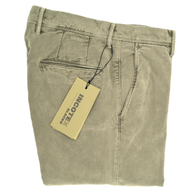 Pale "moleskin" green chino INCOTEX 40686/743