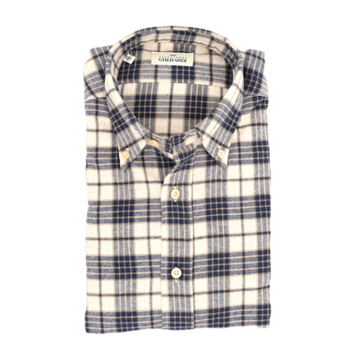 Beige and dark blue check patterns casual shirt ALESSANDRO GHERARDI