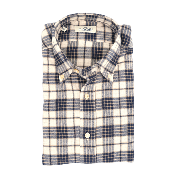 Beige and dark blue check patterns casual shirt ALESSANDRO GHERARDI