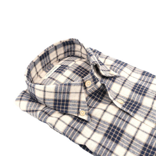 Beige and dark blue check patterns casual shirt ALESSANDRO GHERARDI