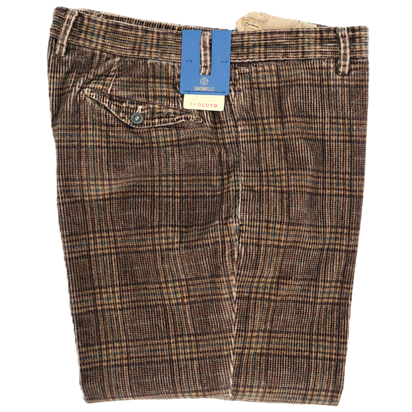 Hunting brown colour checks "Evoluto" chino SANTANIELLO DSQE3766