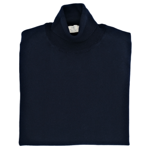 Dark blue "extrafine merino" turtle neck sweater AB KOST