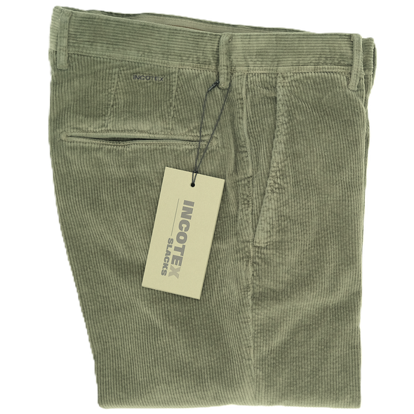 Green "corduroy" chino INCOTEX 4687A/743