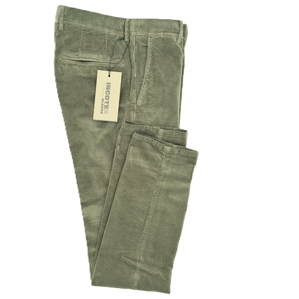 Green "corduroy" chino INCOTEX 4687A/743