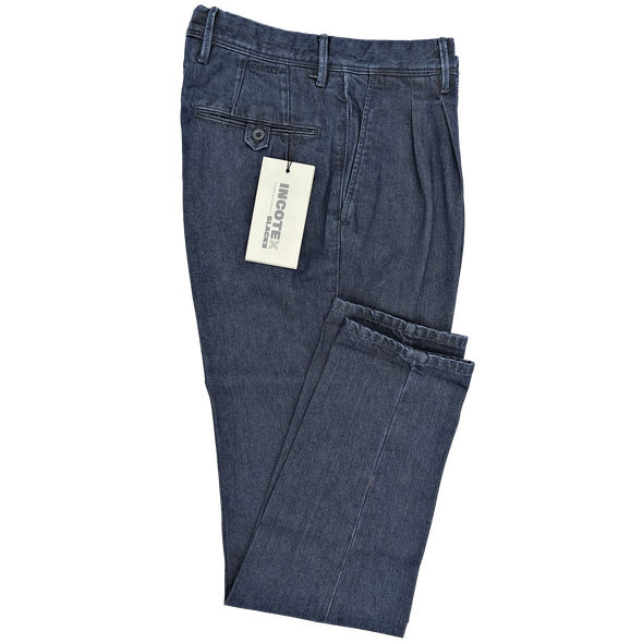 Dark blue denim "slacks" chino INCOTEX 60609/820