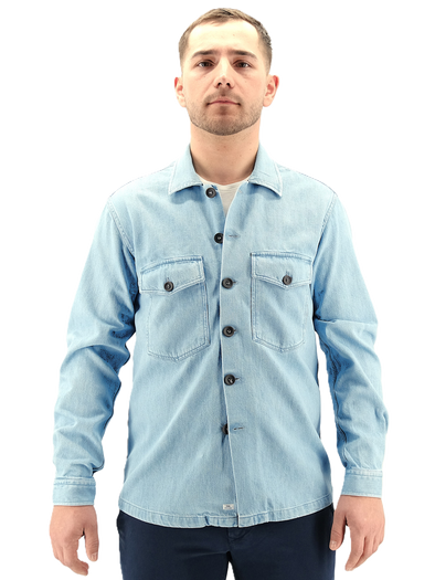 Light blue denim "Overshirt" sport jacket ALESSANDRO GHERARDI