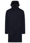 Night blue "Vulcan" long bi-material padded parka DUNO