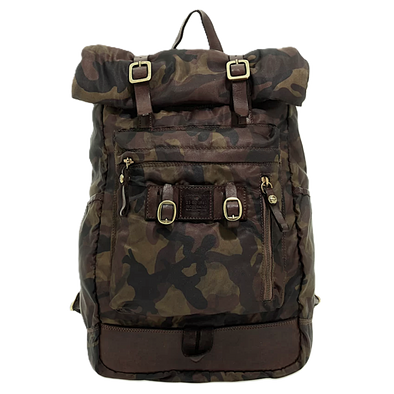 Leather and camo polyamide fabric "Londra" backpack CAMPOMAGGI