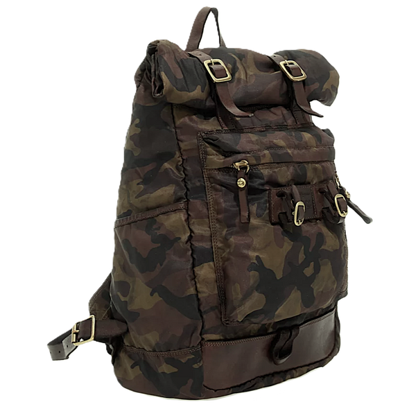 Leather and camo polyamide fabric "Londra" backpack CAMPOMAGGI