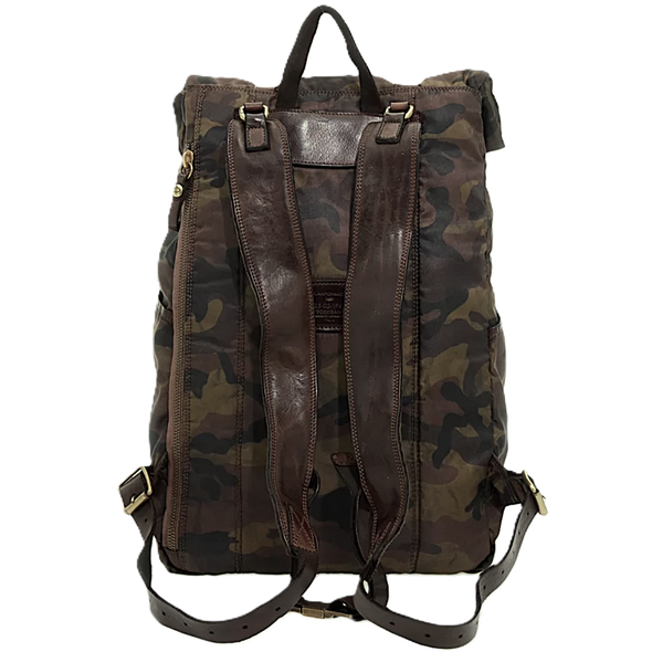 Leather and camo polyamide fabric "Londra" backpack CAMPOMAGGI