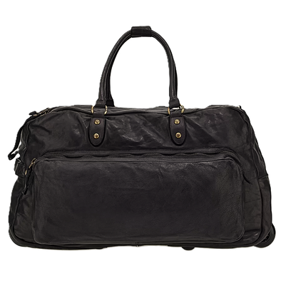 Black leather "Tokio trolley" travelbag CAMPOMAGGI