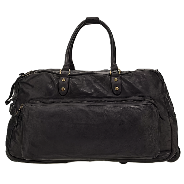 Black leather "Tokio trolley" travelbag CAMPOMAGGI