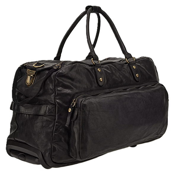 Black leather "Tokio trolley" travelbag CAMPOMAGGI