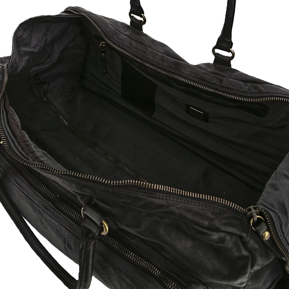 Black leather "Tokio trolley" travelbag CAMPOMAGGI