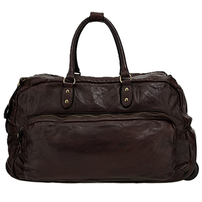 Dark brown leather "Tokio trolley" travelbag CAMPOMAGGI