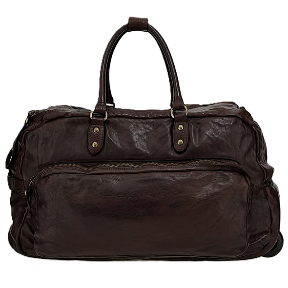 Dark brown leather "Tokio trolley" travelbag CAMPOMAGGI