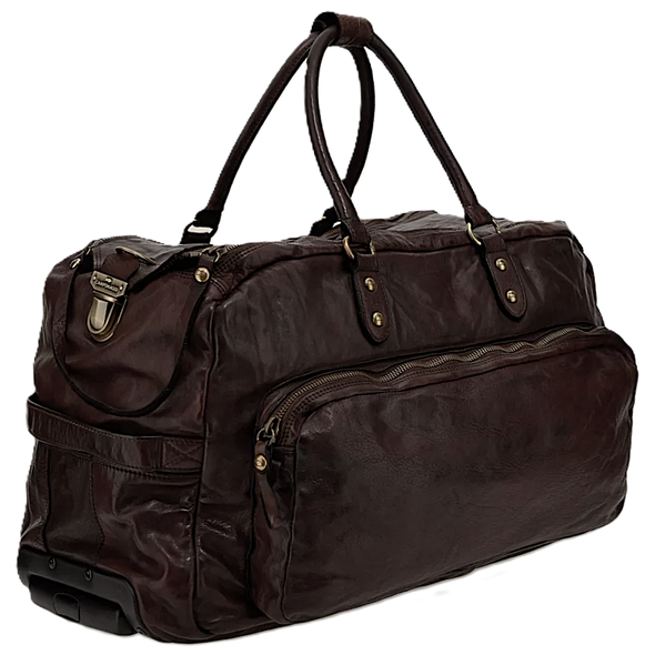 Dark brown leather "Tokio trolley" travelbag CAMPOMAGGI