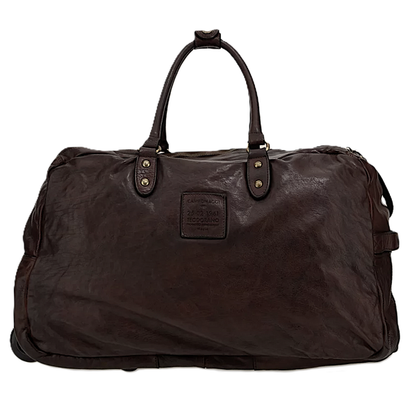 Dark brown leather "Tokio trolley" travelbag CAMPOMAGGI