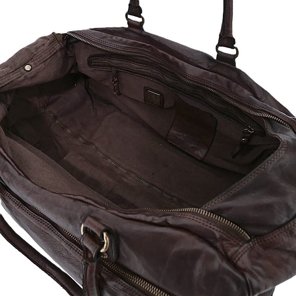 Dark brown leather "Tokio trolley" travelbag CAMPOMAGGI