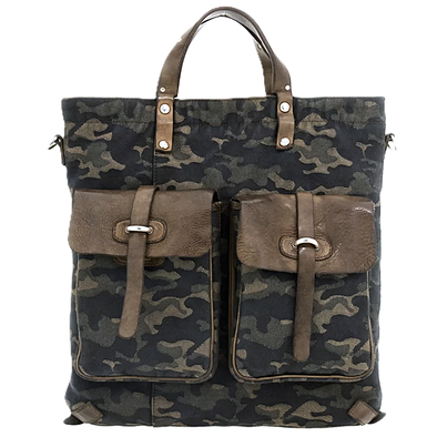 Leather and camouflage denim fabric "Laterite" backpack CAMPOMAGGI