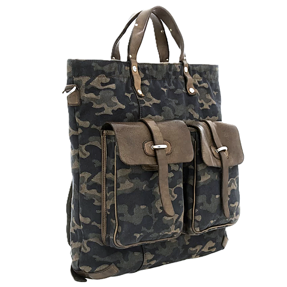 Leather and camouflage denim fabric "Laterite" backpack CAMPOMAGGI