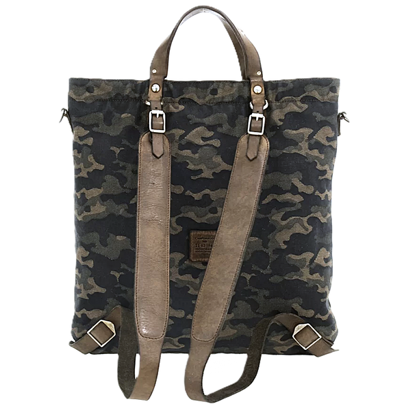 Leather and camouflage denim fabric "Laterite" backpack CAMPOMAGGI