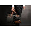 Voyager bag LUNDI Remington grey canvas and cognac leather