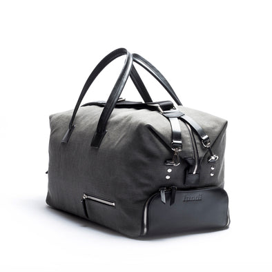 Voyager bag LUNDI Remington grey canvas and black leather