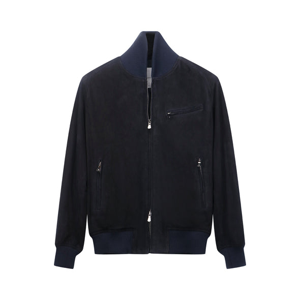 Dark Blue Suede Bomber SANNINO